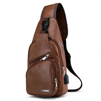 Usb 2023 Модный мужской портативный перезаряжаемый пакет для отдыха с диагональю экрана, спортивная сумка на открытом воздухе из искусственной кожи, Нагрудная сумка