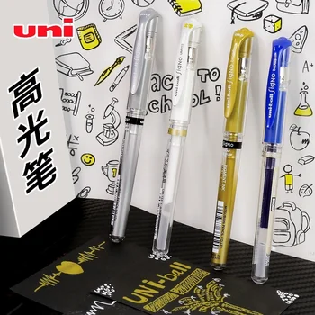 Япония UM153 1,0 мм Золотисто-серебристо-белая ручка с подсветкой для рисования свадебного знака Толстой гелевой ручкой