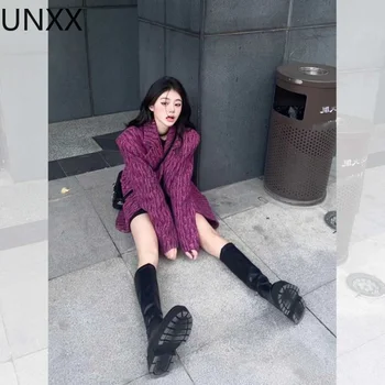UNXX 2023 Осенне-зимние блейзеры женские Усовершенствованный дизайн, ощущение ленивого дизайна, Ощущение облегающего костюма, пальто для женщин, уличная куртка для полных женщин
