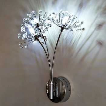 Скандинавские креативные настенные светильники в виде цветка одуванчика Прикроватная лампа для ванной комнаты Спальни Украшение гостиной Хрустальные светодиодные настенные светильники