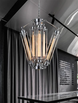 Современные металлические подвесные светильники для ресторана в индустриальном стиле, винтажные длинные лампы, художественное освещение для ресторана, декоративные подвесные светильники для кафе