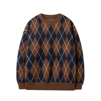 Полосатый свитер Harajuku Оверсайз 2023, Японский стиль, Осенняя новинка, круглый вырез, Сплайсированный Цветной Свободный женский вязаный свитер в стиле хип-хоп